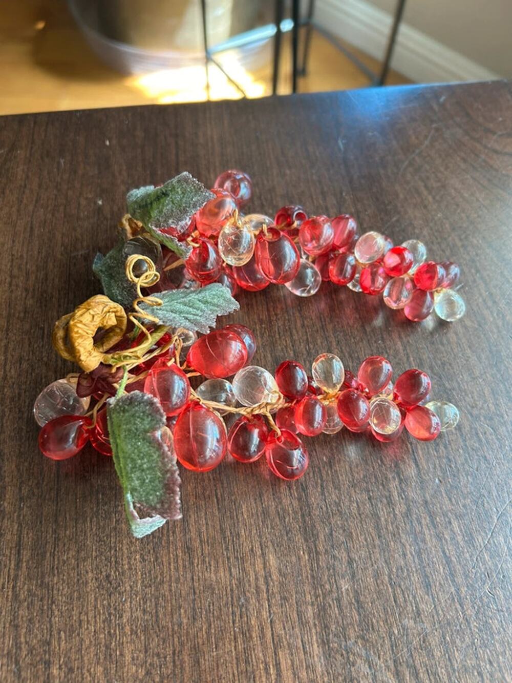 2 MCM Acrylic 6” Red & Clear crackle Grape Clusters